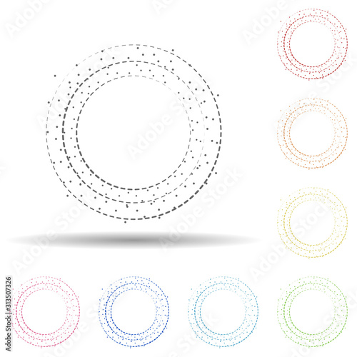 Particle round background, hand drawn in round in multi color style icon. Simple thin line, outline vector of background for text icons for ui and ux, website or mobile application