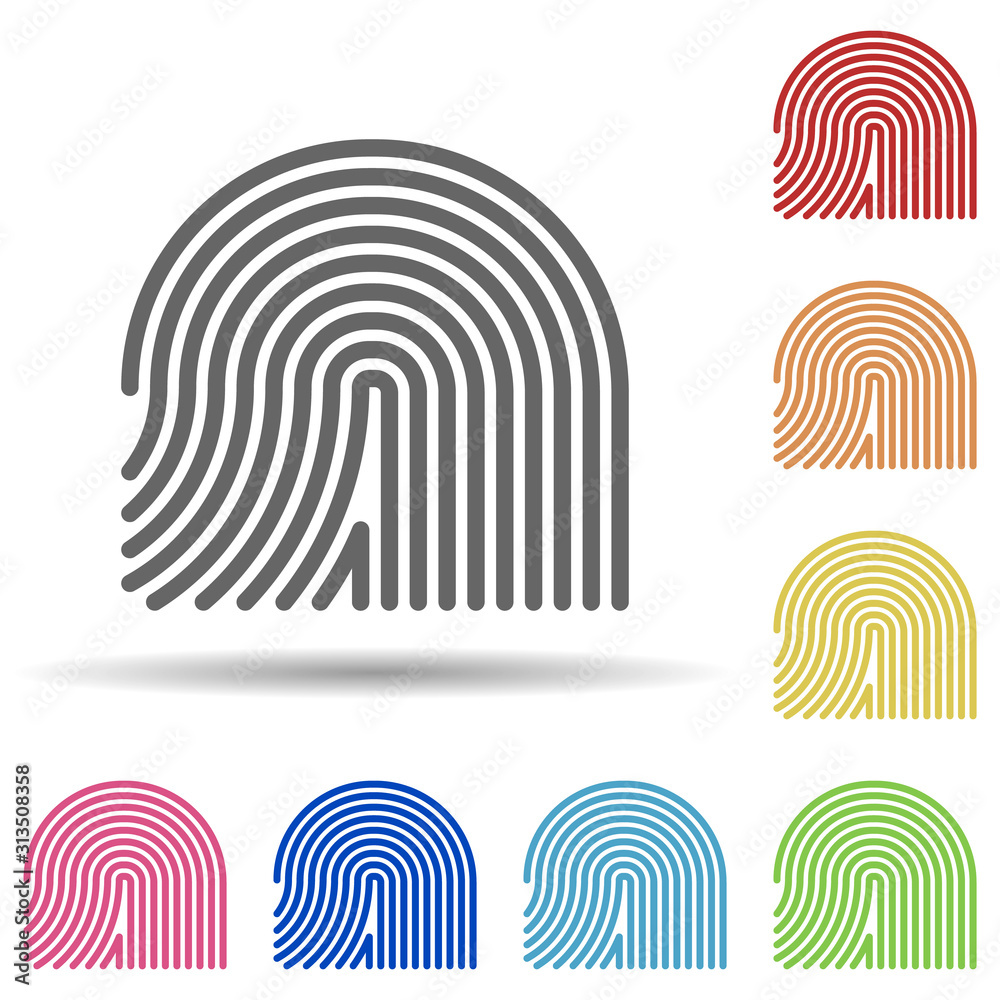 Fingerprint in multi color style icon. Simple glyph, flat vector of business icons for ui and ux, website or mobile application Fingerprint in multi color style icon. Simple glyph, flat vector of business icons for ui and ux, website or mobile application
