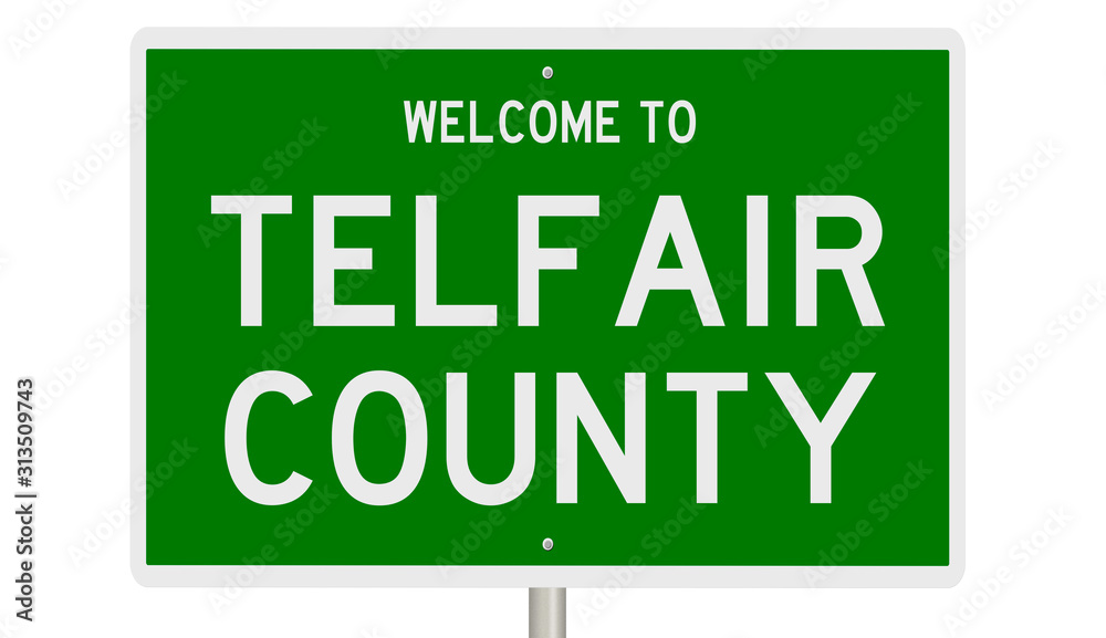 Rendering of a green 3d highway sign for Telfair County Rendering of a green 3d highway sign for Telfair County
