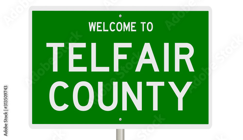 Rendering of a green 3d highway sign for Telfair County photo