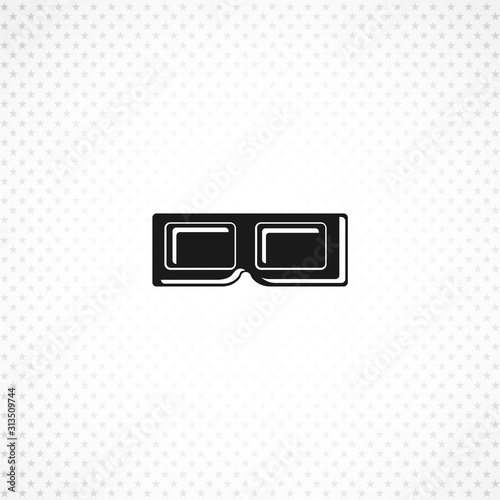 3d movie glasses icon on white background