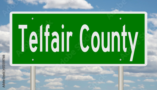 Rendering of a green 3d highway sign for Telfair County photo