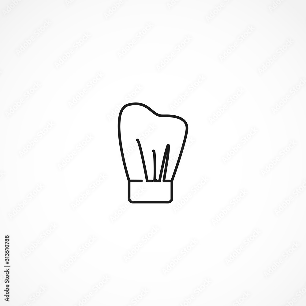 Chef hat line icon on white background Chef hat line icon on white background