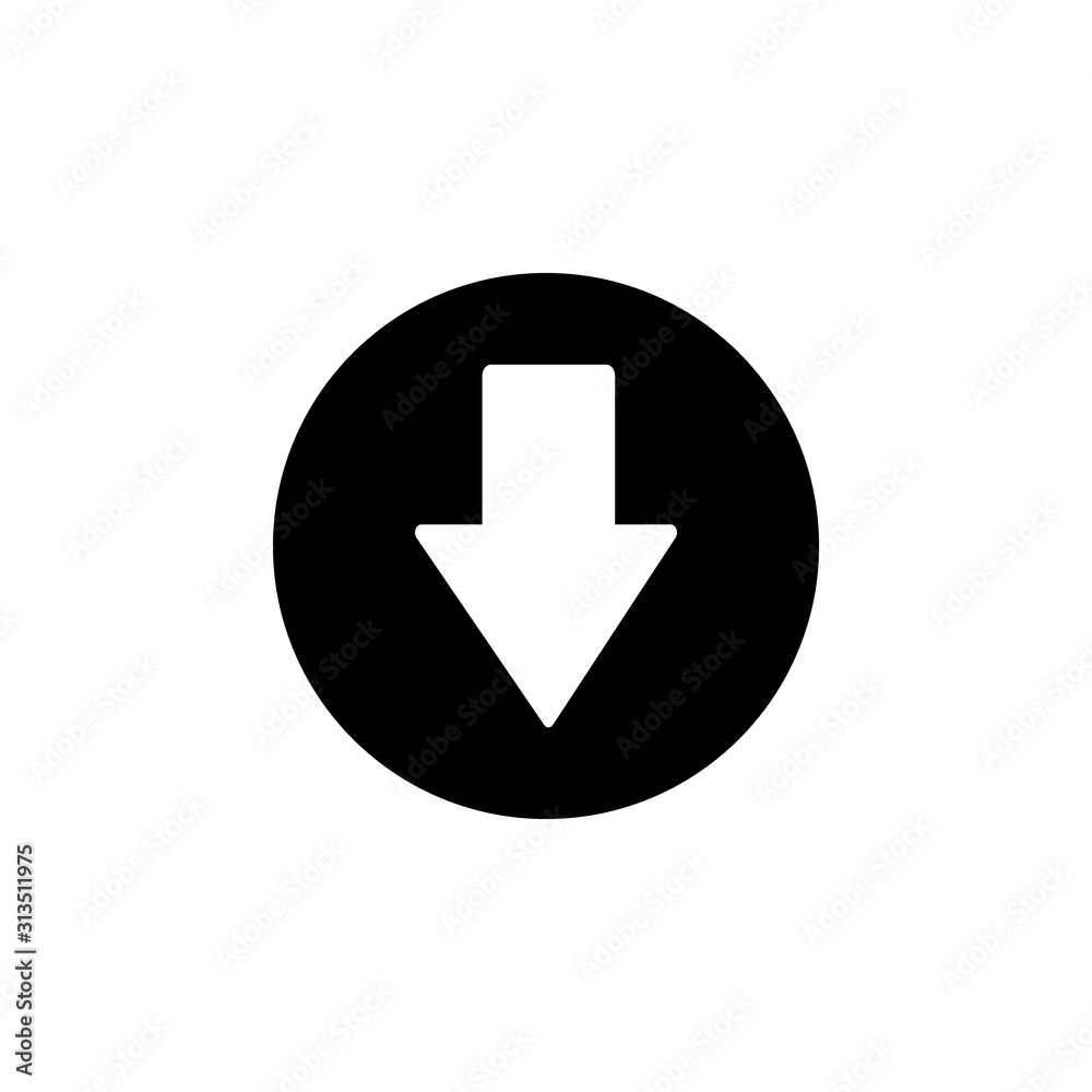 Arrow down icon. Simple pointer icons for ui and ux, website or mobile application Arrow down icon. Simple pointer icons for ui and ux, website or mobile application