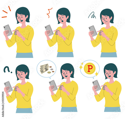 スマートフォン　携帯　女性　セット