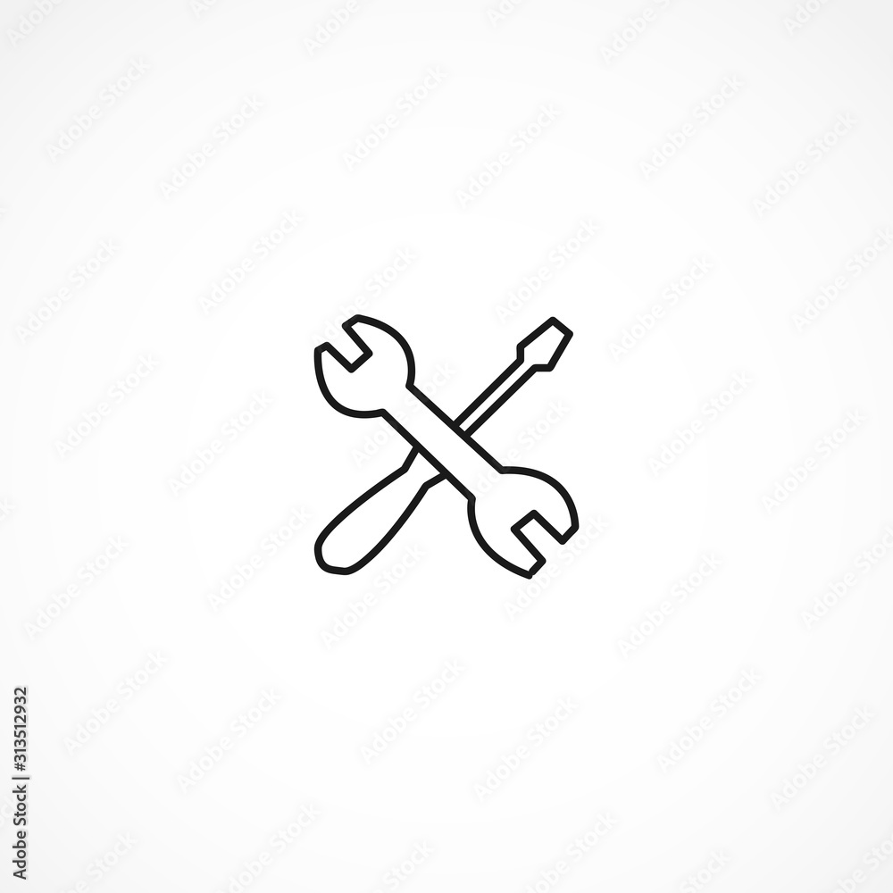 service icon. repair icon. screwdriver and wrench icon on white background