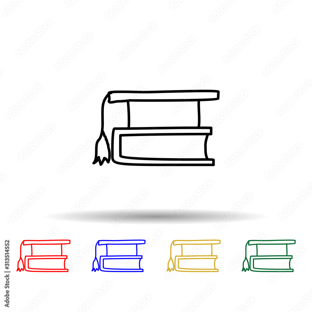book and graduate cap sketch multi color style icon. Simple thin line, outline vector of education icons for ui and ux, website or mobile application book and graduate cap sketch multi color style icon. Simple thin line, outline vector of education icons for ui and ux, website or mobile application