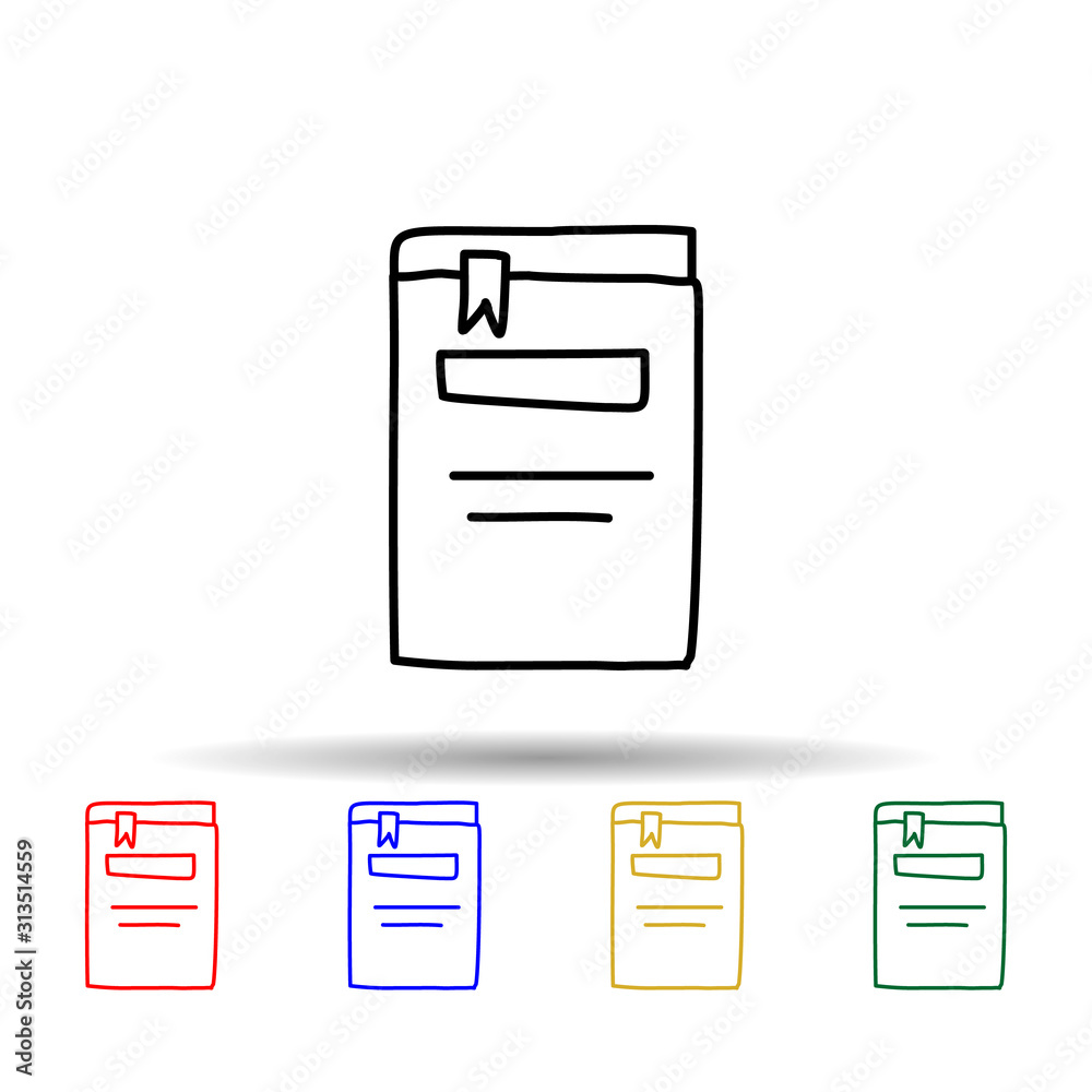 book with a bookmark sketch multi color style icon. Simple thin line, outline vector of education icons for ui and ux, website or mobile application book with a bookmark sketch multi color style icon. Simple thin line, outline vector of education icons for ui and ux, website or mobile application