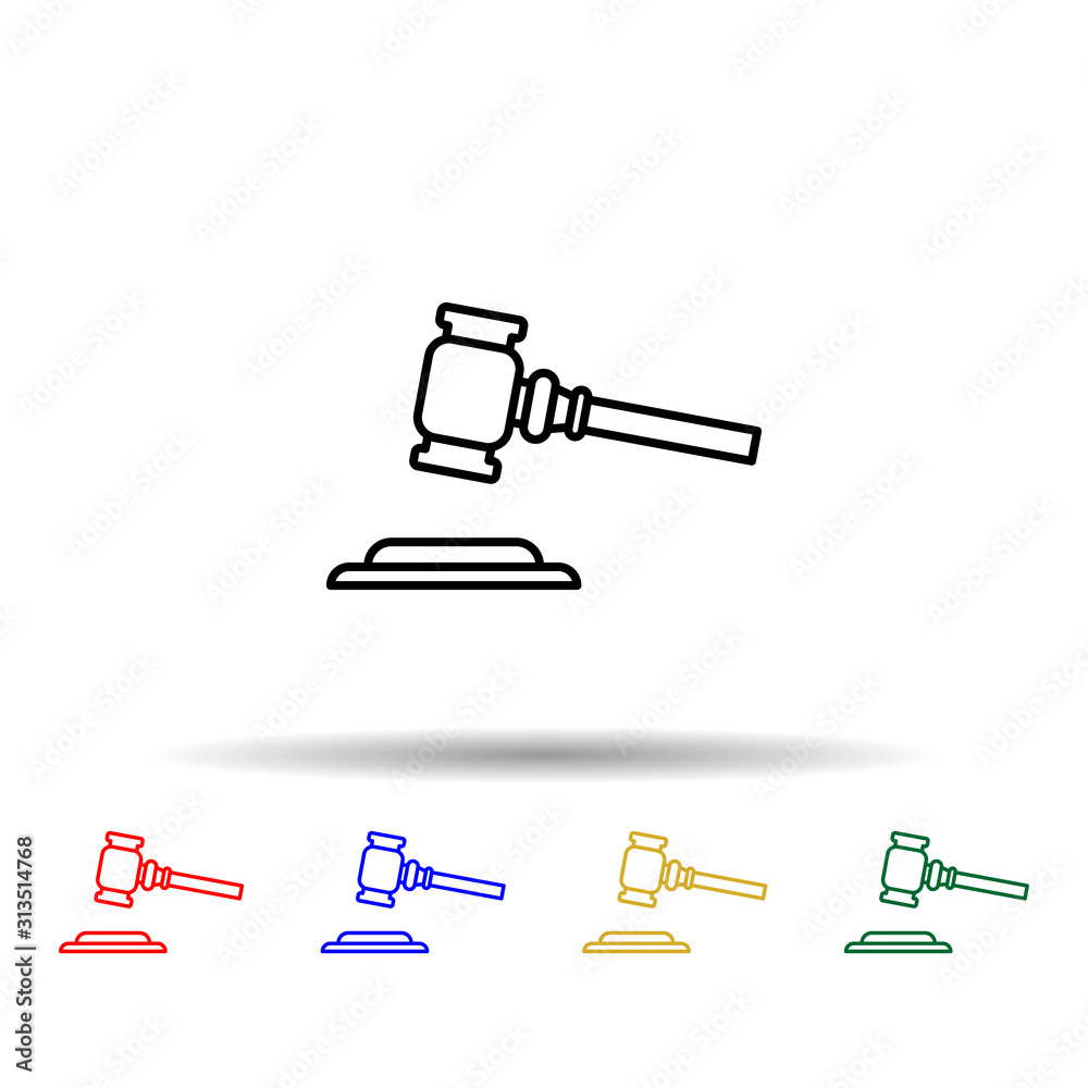 Gavel, law multi color style icon. Simple thin line, outline vector of law and justice icons for ui and ux, website or mobile application Gavel, law multi color style icon. Simple thin line, outline vector of law and justice icons for ui and ux, website or mobile application