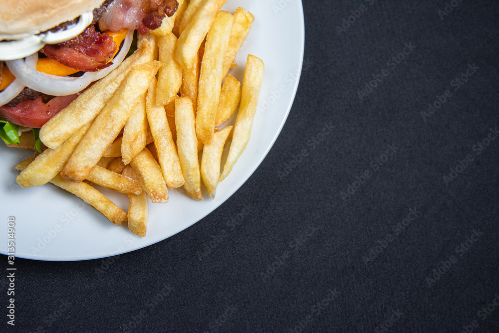 Chips portion detail on black background