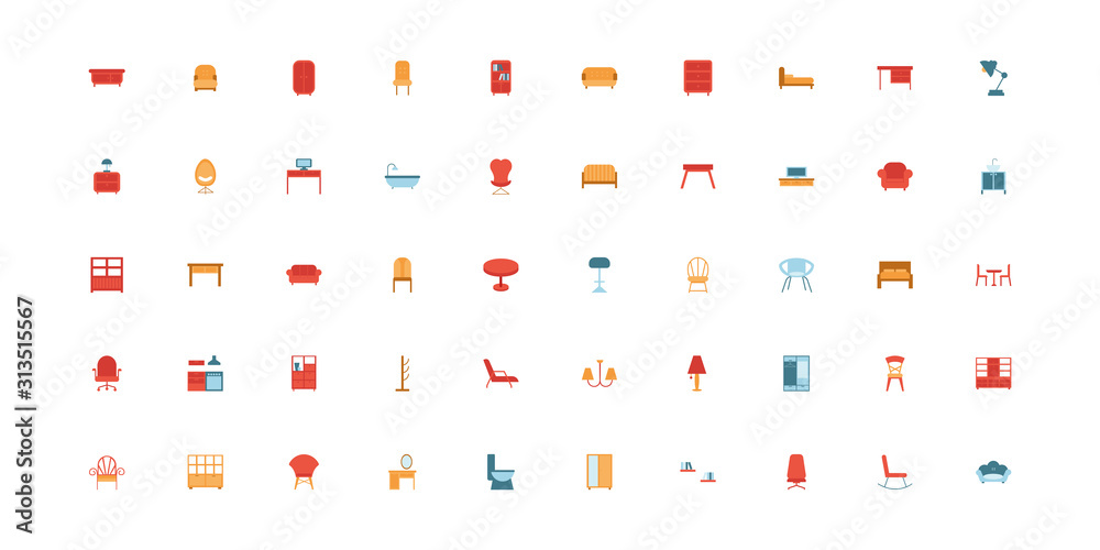 bundle of furniture set icons bundle of furniture set icons