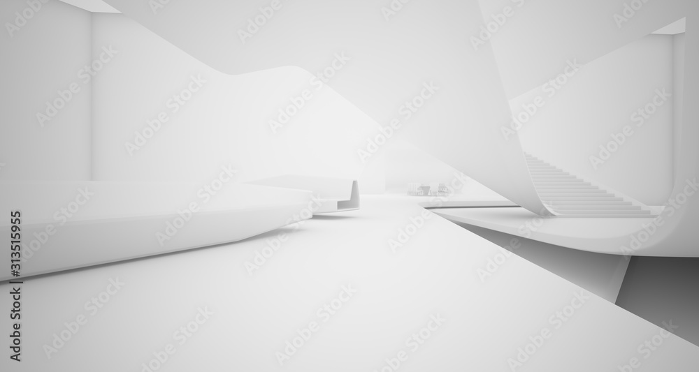 Abstract architectural smooth white interior of a minimalist house with swimming pool. 3D illustration and rendering. Abstract architectural smooth white interior of a minimalist house with swimming pool. 3D illustration and rendering.