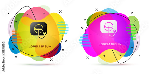 Color Oil filler cap opening at the gas station icon isolated on white background. Abstract banner with liquid shapes. Vector Illustration