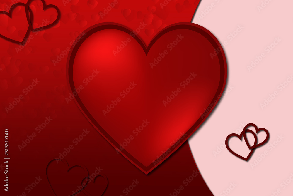 Happy Valentines Day Background with 3D Realistic Red Hearts Background Vector Illustration ready to use