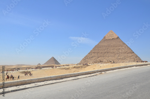 Egypt. Cairo - Giza. General view of pyramids from the Giza Plateau