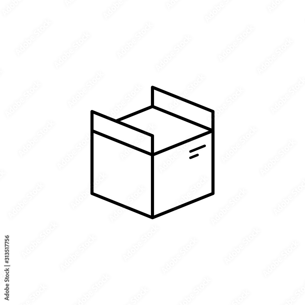 Box opened icon. Simple line, outline vector of packaging icons for ui and ux, website or mobile application Box opened icon. Simple line, outline vector of packaging icons for ui and ux, website or mobile application