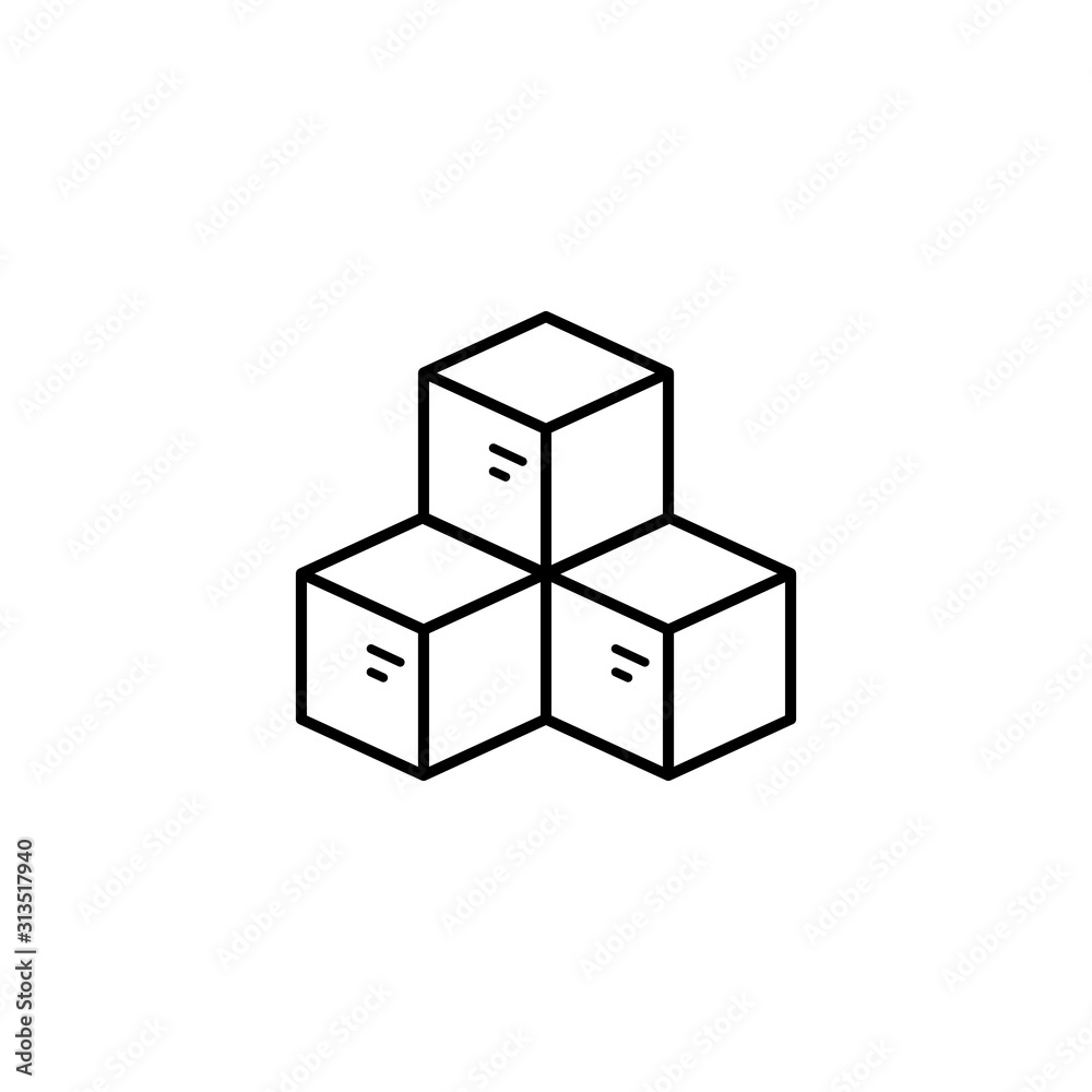 Box closed icon. Simple line, outline vector of packaging icons for ui and ux, website or mobile application
