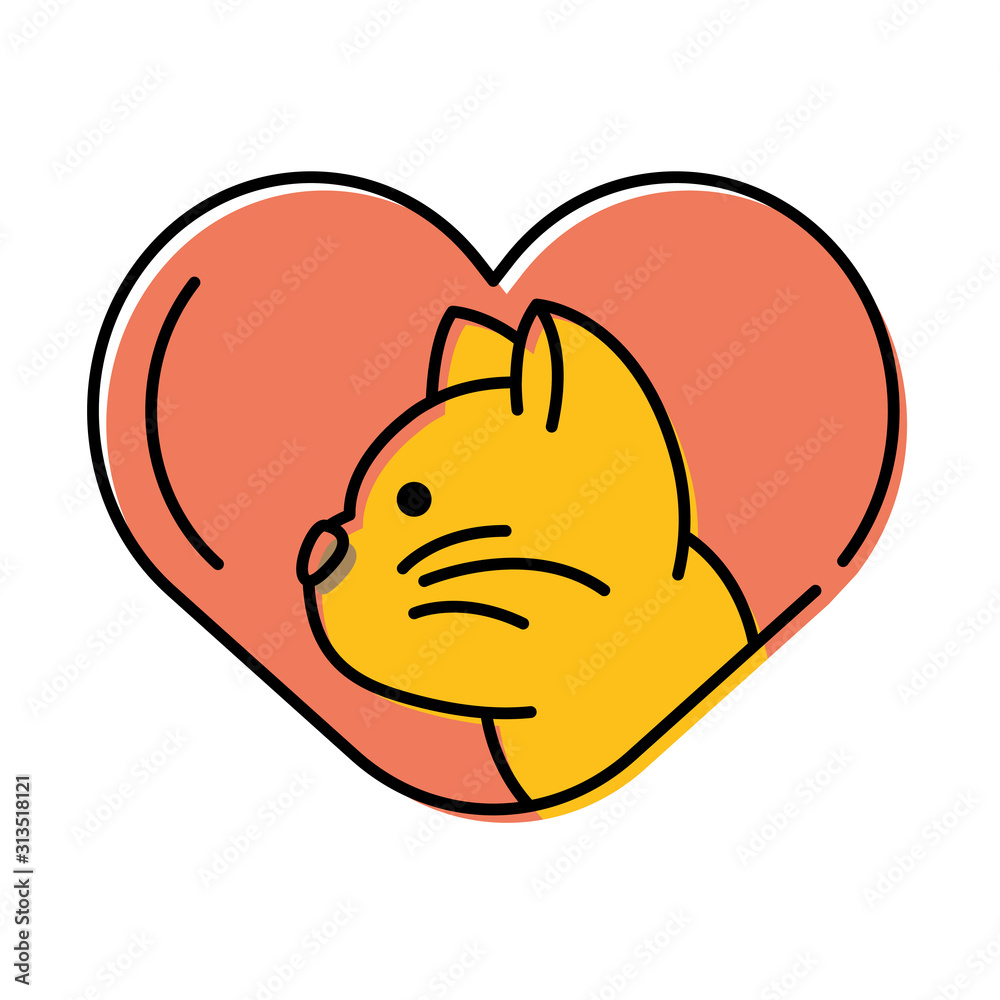 cute little cat mascot in heart cute little cat mascot in heart