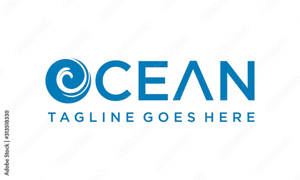 Simple and creative ocean wave for logo design vector editable	