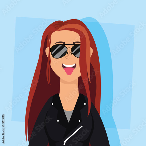 rude motorcyclist woman avatar character