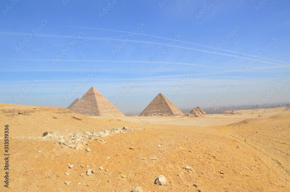 Egypt. Cairo - Giza. General view of pyramids from the Giza Plateau Egypt. Cairo - Giza. General view of pyramids from the Giza Plateau