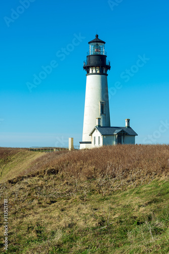 The Yaquina Head Lighthouse on the Shore of the Pacific Ocean in Newport  Oregon  USA