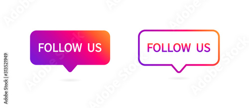 Button Follow us on white background. Vector illustration photo
