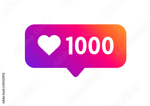 1000 likes icon on white background. Vector illustration