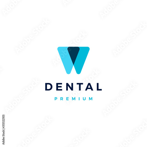 geometric dental logo vector icon illustration overlapping style