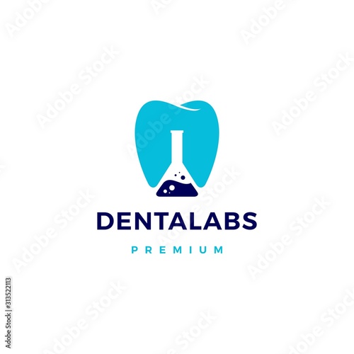 dental labs logo vector icon illustration in negative space style