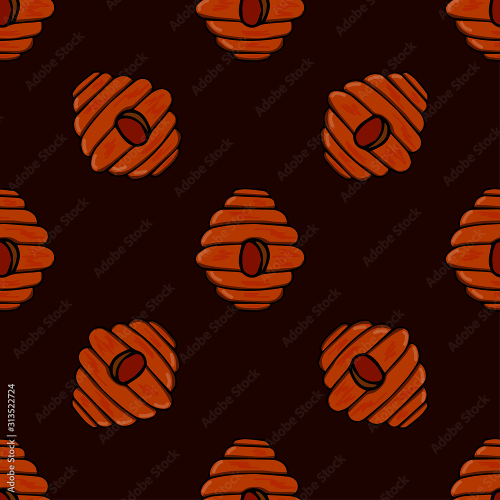 Cute seamless pattern beehive doodle icon colorful and beautiful. Hand-drawn vector illustration. Cute seamless pattern beehive doodle icon colorful and beautiful. Hand-drawn vector illustration.