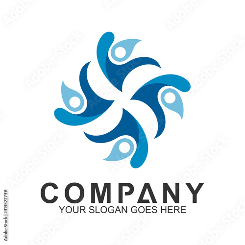 community care vector, people group, social relationship icon, charity symbol, human caring, kids and adoption logo, people teamwork, colorful and circular people logo design template
