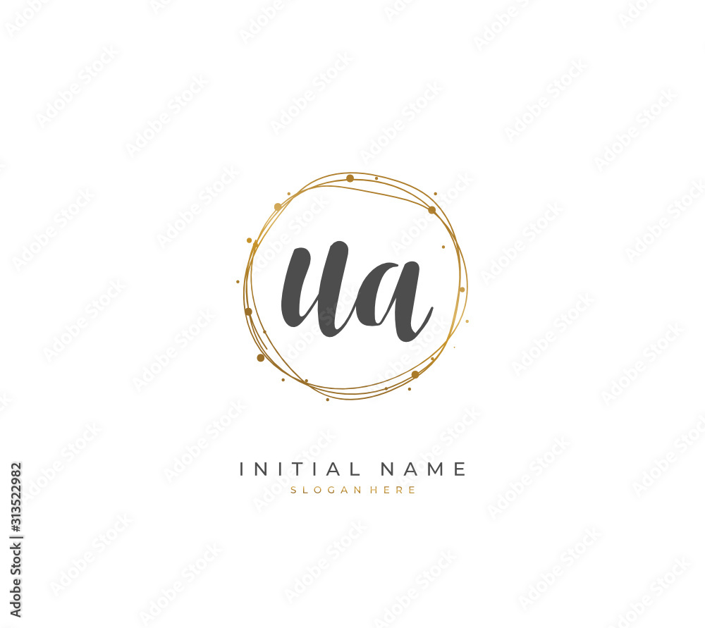 Handwritten initial letter U A UA for identity and logo. Vector logo template with handwriting and signature style. Handwritten initial letter U A UA for identity and logo. Vector logo template with handwriting and signature style.