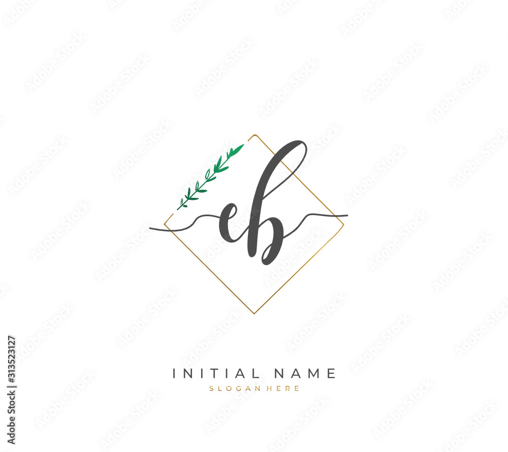 Handwritten initial letter E B EB for identity and logo. Vector logo template with handwriting and signature style. Handwritten initial letter E B EB for identity and logo. Vector logo template with handwriting and signature style.
