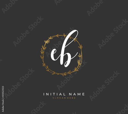 Handwritten initial letter E B EB for identity and logo. Vector logo template with handwriting and signature style.