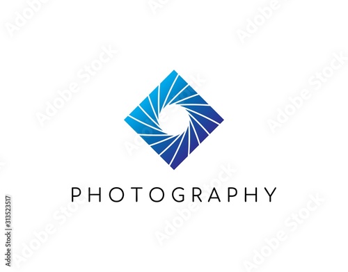 Unique Logo of Photography with Modern Concept. Design with Aperture and Shutter Image Isolated on White Background. Suitable for Photography Studio Business Logo. Vector Illustration.