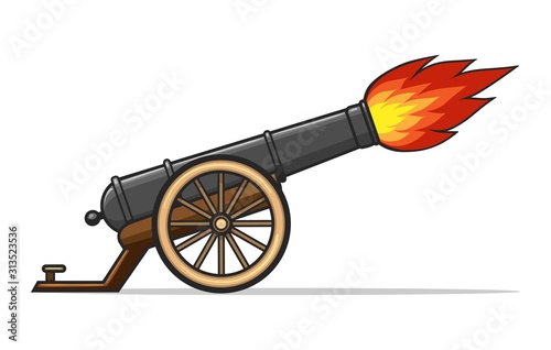 Vászonkép Old cannon firing