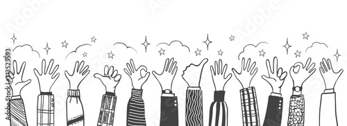Doodle thumbs up hands