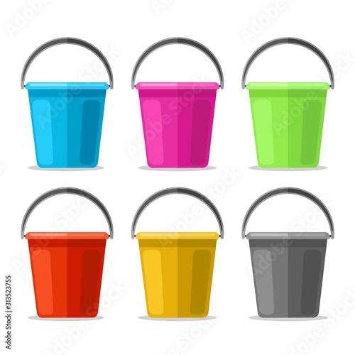 Colored plastics pails photo