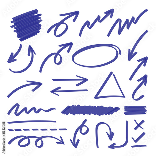 Creative Arrow design collection. Arrows hand draw vector set, Sketch design for business and Web design and application planing guide.
