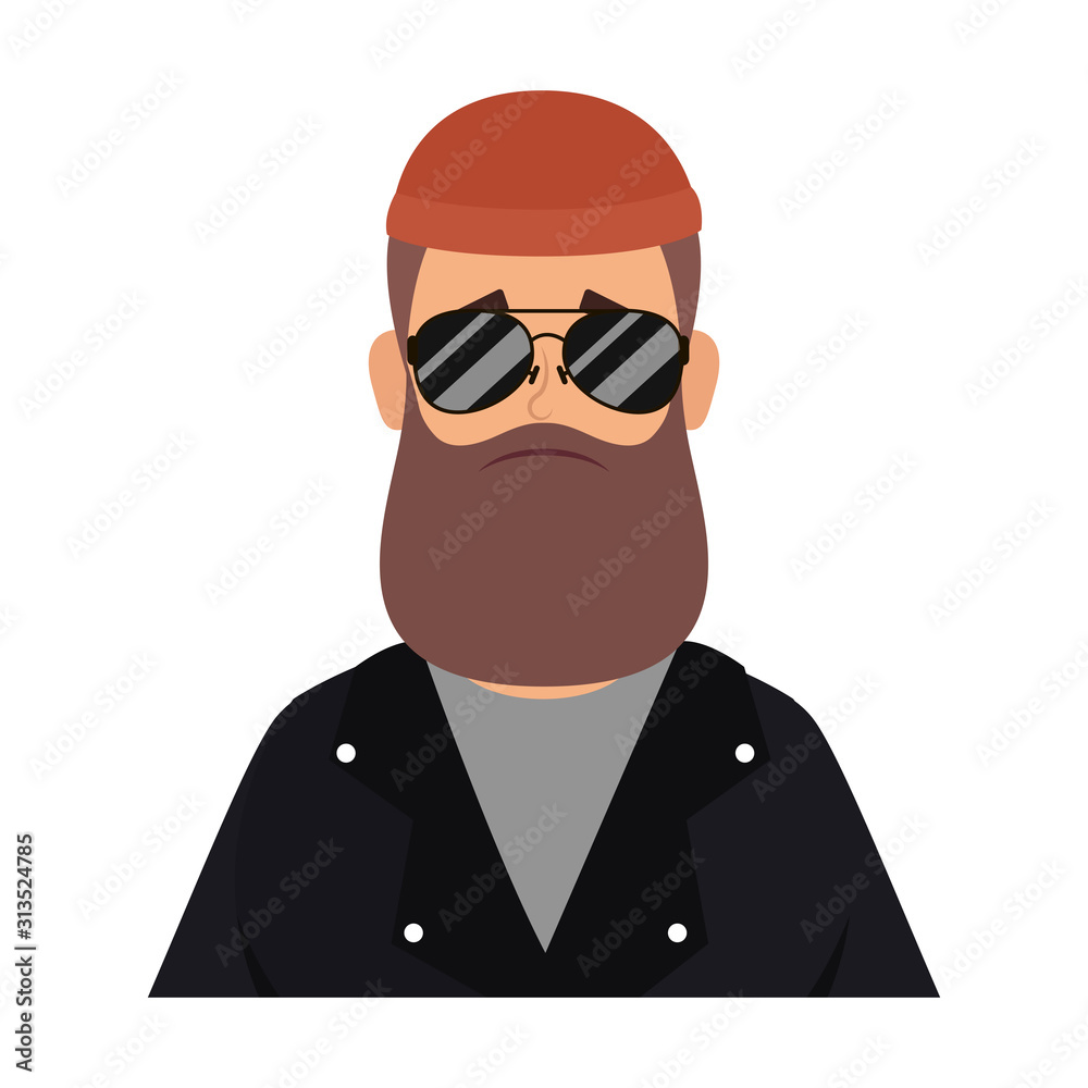 motorcyclist man with beard avatar character motorcyclist man with beard avatar character