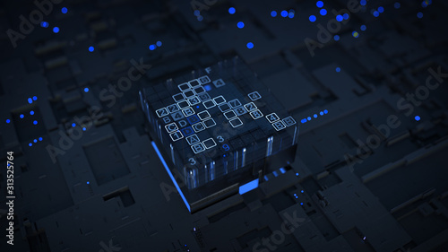 Blue digital data processin...