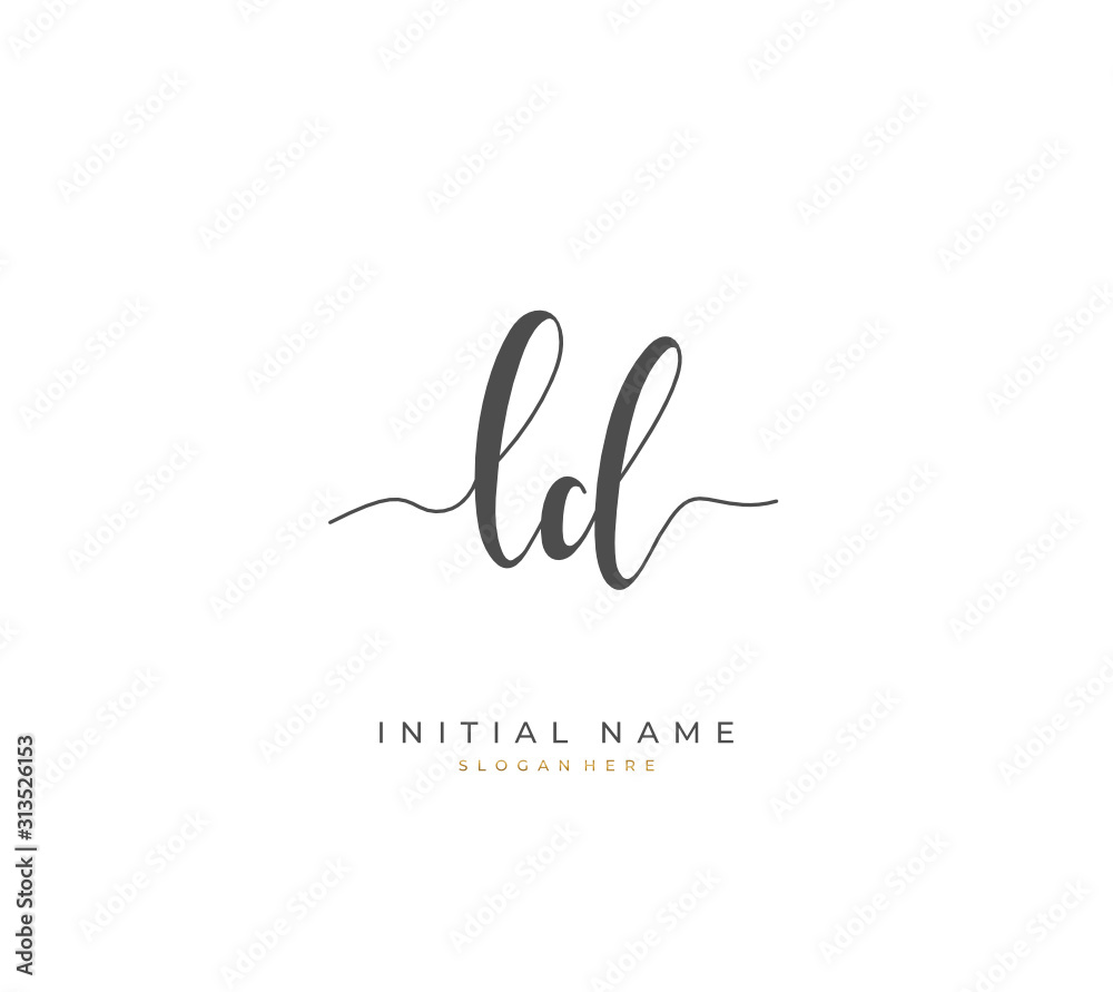 Handwritten initial letter L D LD for identity and logo. Vector logo template with handwriting and signature style. Handwritten initial letter L D LD for identity and logo. Vector logo template with handwriting and signature style.