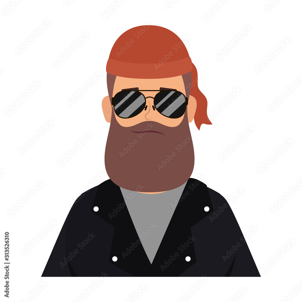 motorcyclist man with beard avatar character motorcyclist man with beard avatar character