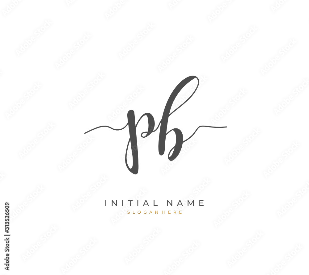Handwritten initial letter P B PB for identity and logo. Vector logo template with handwriting and signature style. Handwritten initial letter P B PB for identity and logo. Vector logo template with handwriting and signature style.