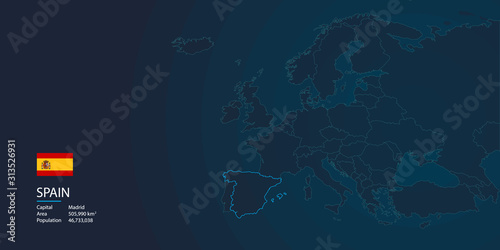 Europe map background with flag and modern concept