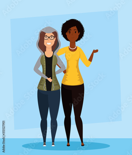 young interracial girls avatars characters