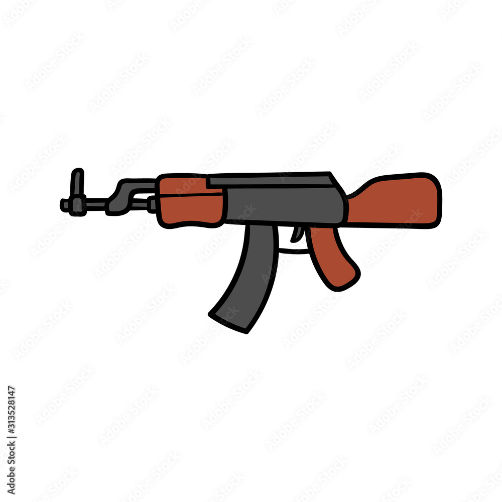 Cartoon Kalashnikov AK47 Vector Illustration Cartoon Kalashnikov AK47 Vector Illustration