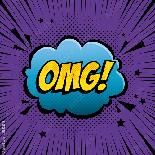 cloud with omg lettering pop art style icon