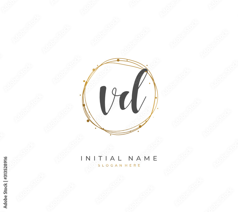 Handwritten initial letter V D VD for identity and logo. Vector logo template with handwriting and signature style. Handwritten initial letter V D VD for identity and logo. Vector logo template with handwriting and signature style.